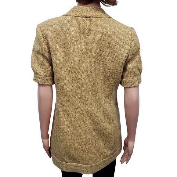 NWT Anthropologie Tabitha Tweed Blazer Cardigan Jacket 10 Short Sleeve Mustard - Picture 9 of 13